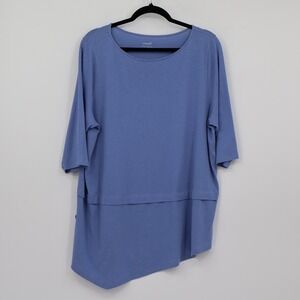 Pure Jill Boat Neck Top Women XL Blue Asymmetrical Classic Casual Lounge Weekend